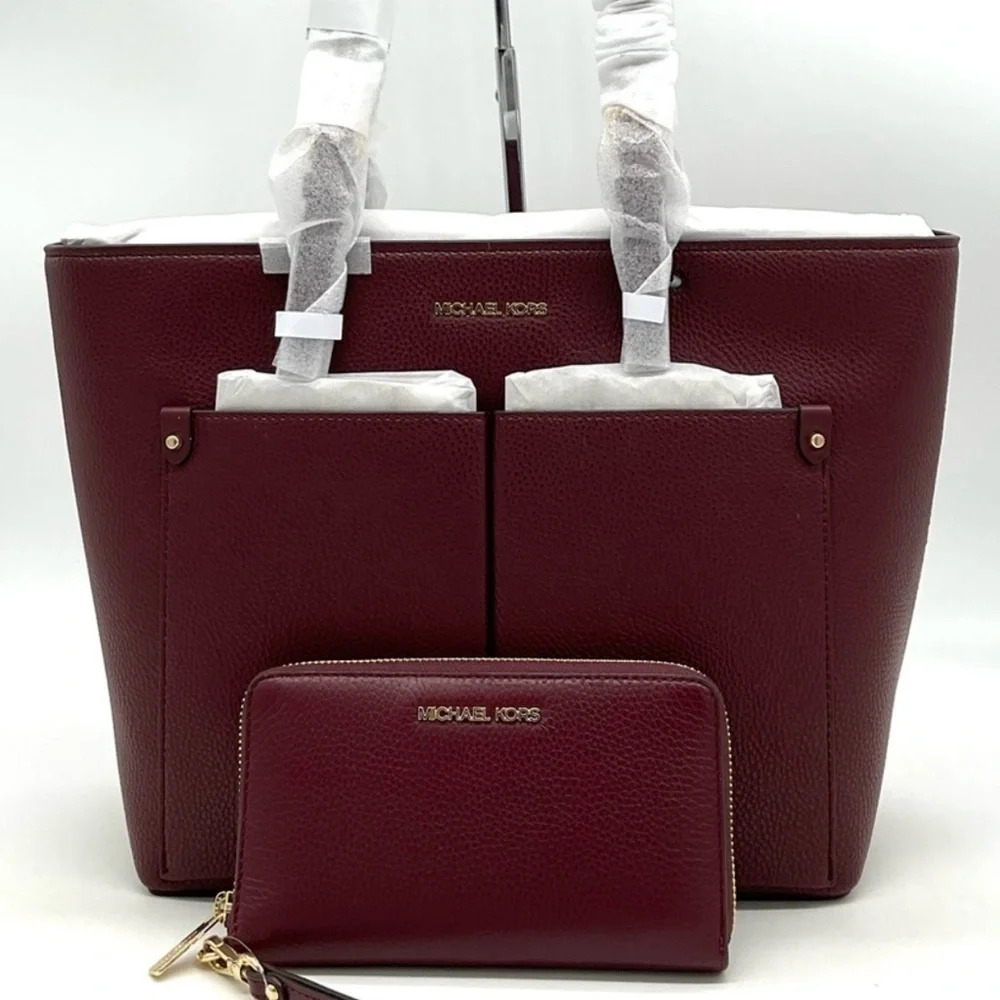 Michael Kors Jet Set Medium Pocket Tote Bag & Large Flat Mf Phone Case Wallet